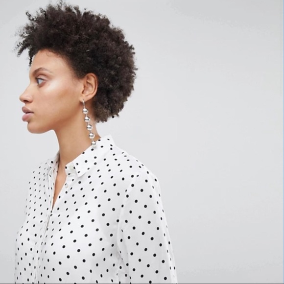 NWT ✨ ASOS / Stradivarius Polka Dot Button- Up - Picture 3 of 8